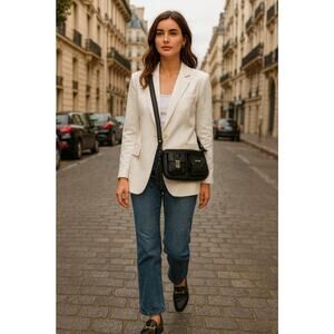 IKKS FRANCE Women Sheep Leather East West Tassel Purse Bag Crossbody Chic *RARE*